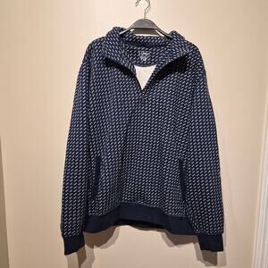 L.L. Bean Navy Patterned Half-Zip Sweater